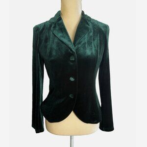 ALLEGRA K Emerald Green Velvet Crop Blazer NWT Size XS Velour Jacket